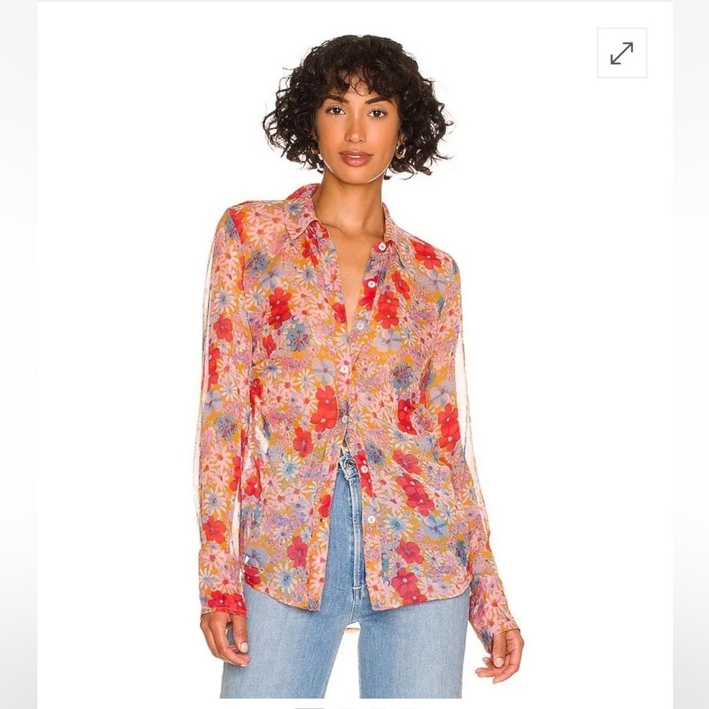 Free People Mathilda Slim Buttondown Shirt NWT Size  Large